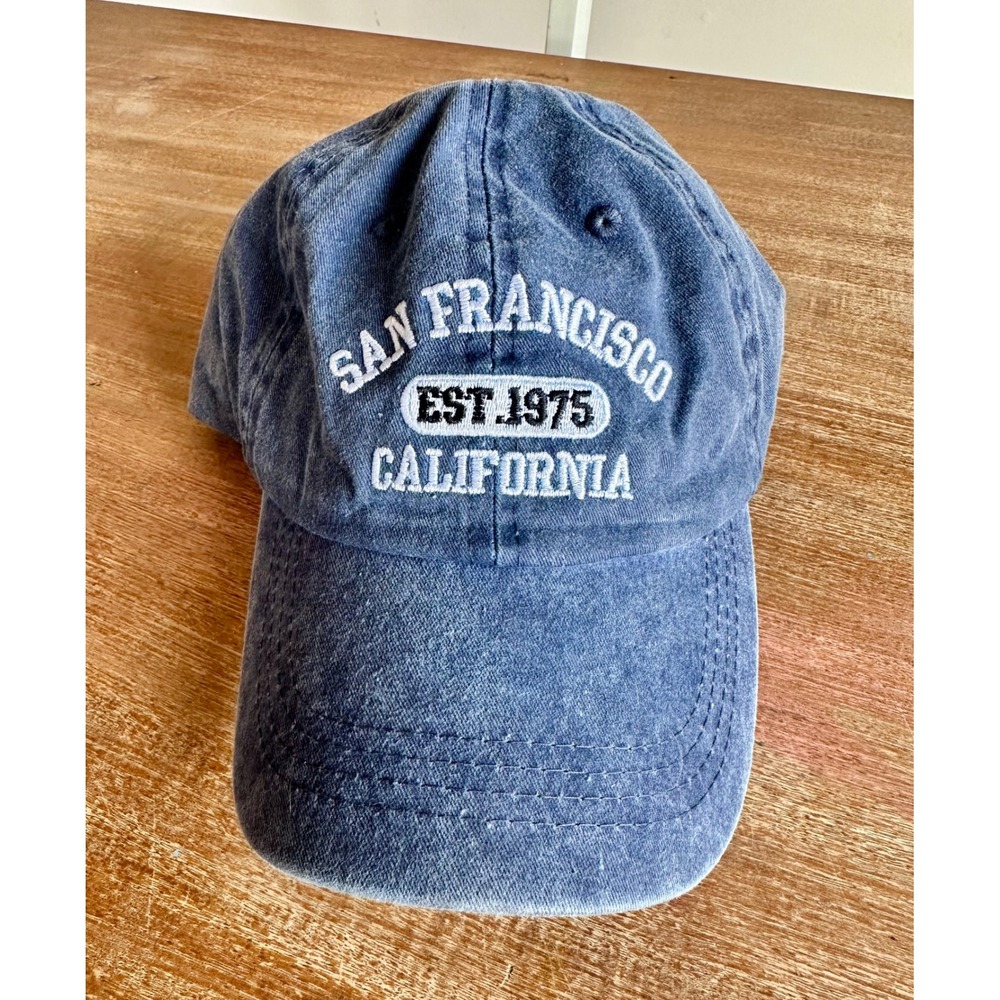 City Wear San Francisco California Est 1975 Blue Washed Cotton Baseball Hat‎ Cap